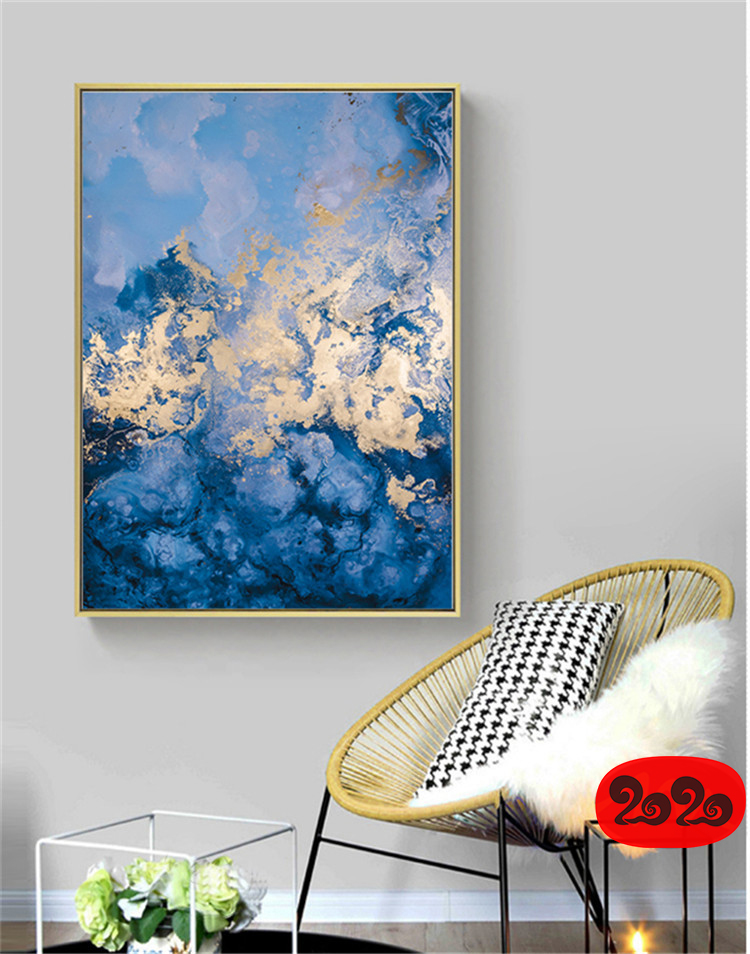 意境蓝色肌理抽象水墨山水大理石纹理背景装饰画高清图设计素材