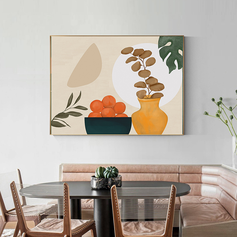 简约北欧水彩植物猫咪水果餐厅轻奢电表箱装饰画画芯喷绘素材