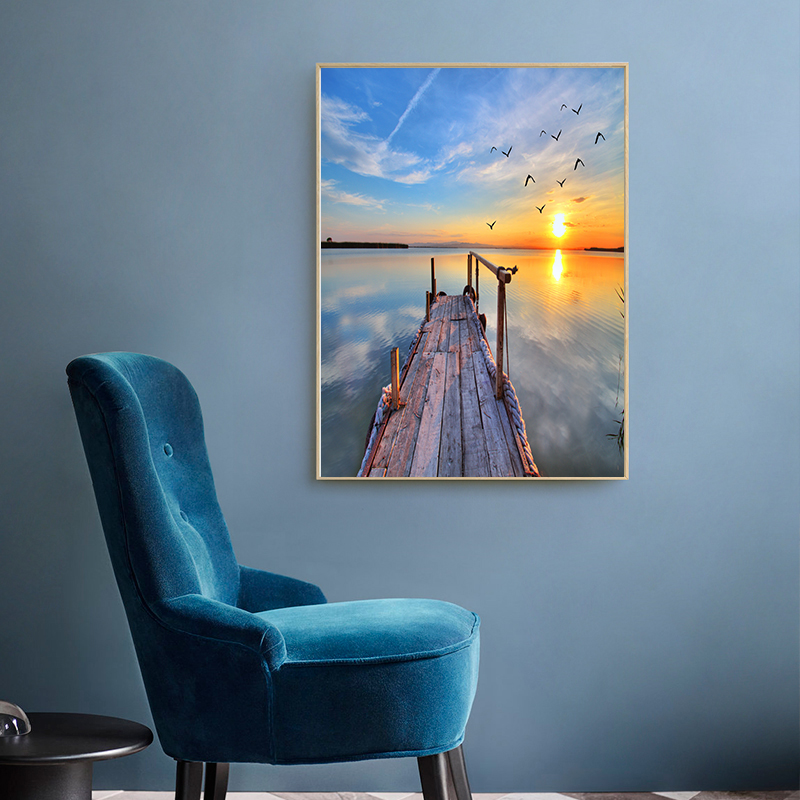 北欧简约大海自然山水风景玄关背景墙装饰画素材画芯电子图库