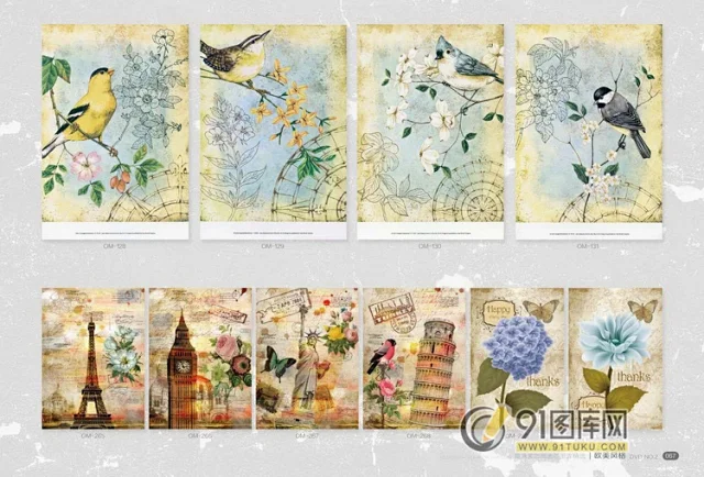 高清装饰画画芯图库第一期 北欧抽像静物建筑客厅装饰画素材