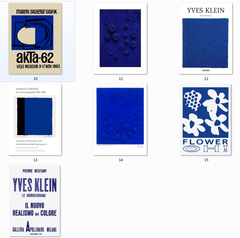 北欧风法式小众极简克莱因蓝白色现代简约客厅组合装饰画芯素材