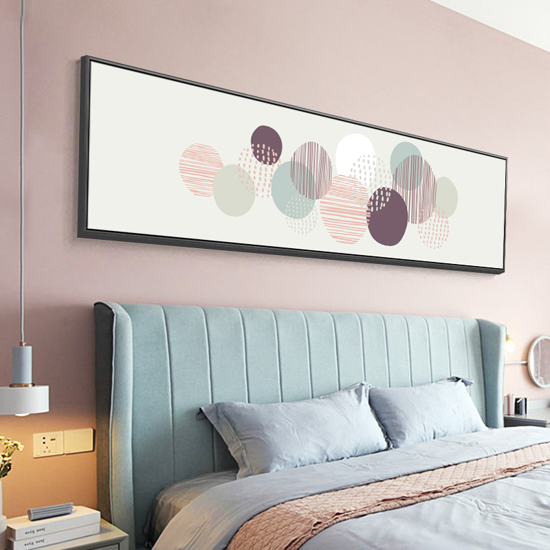 欧清新抽象ins粉色莫兰迪几何图形圆点横幅床头装饰画素材