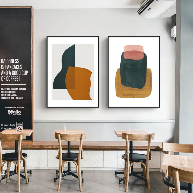 现代简约莫兰迪色块抽象北欧风三联画玄关客厅装饰画素材图库