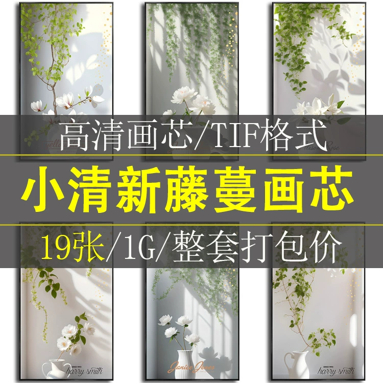 北欧风光影藤蔓绿植植物现代简约玄关挂画装饰画高清素材图库