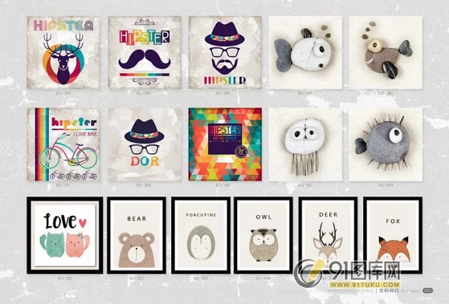 高清装饰画画芯图库第一期 北欧抽像静物建筑客厅装饰画素材