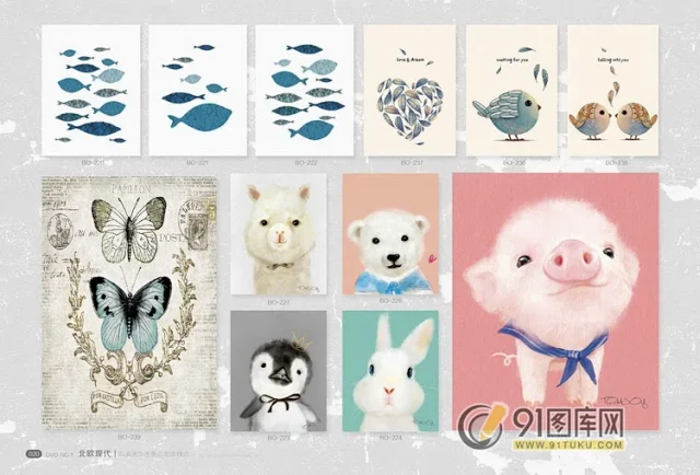 高清装饰画画芯图库第一期 北欧抽像静物建筑客厅装饰画素材