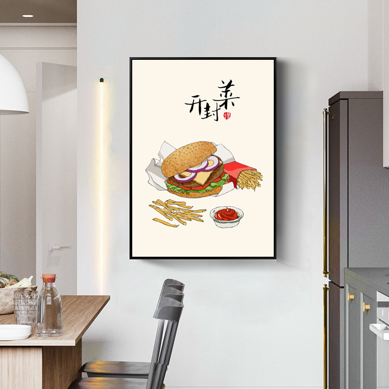 新中式民俗风餐厅日式美食客栈饭店食堂店装饰画图库画芯素材