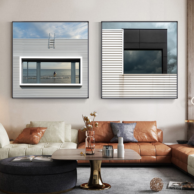 现代简约北欧风工业风莫兰迪色轻奢建筑摄影装饰画画芯高清素材