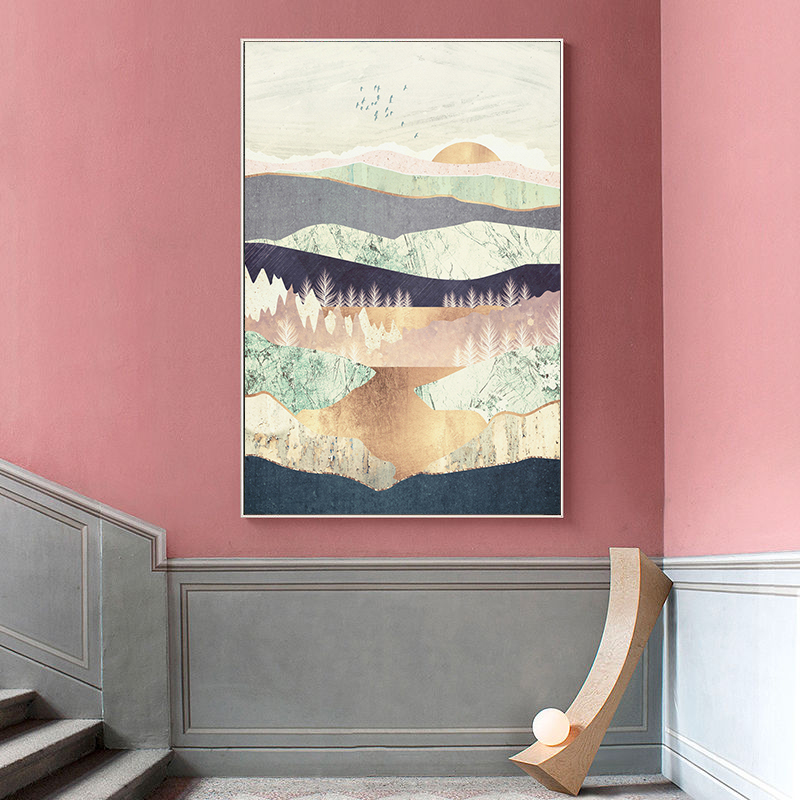 现代轻奢莫兰迪色北欧风抽象装饰画晶瓷画三联画芯高清素材图库