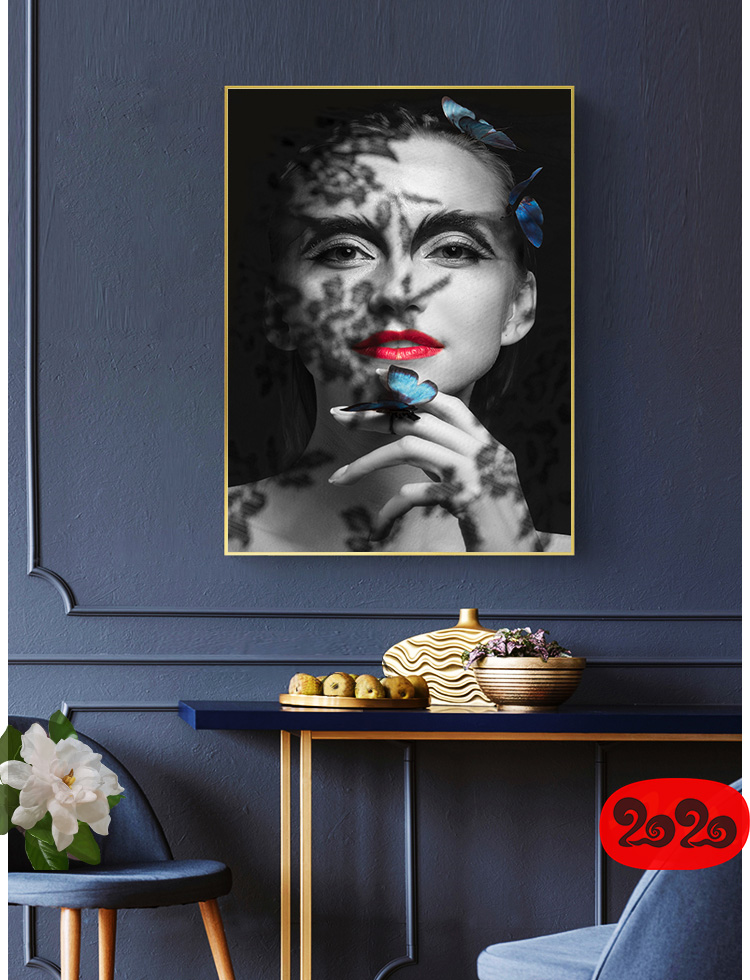 黑白背景装饰画素材高清画芯图库北欧人物动物风景三联画挂画