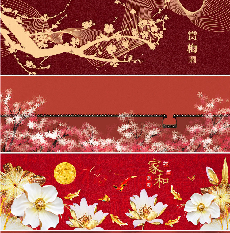 新中式中国风国潮现代卧室床头装饰画画芯素材高清图库横幅故宫