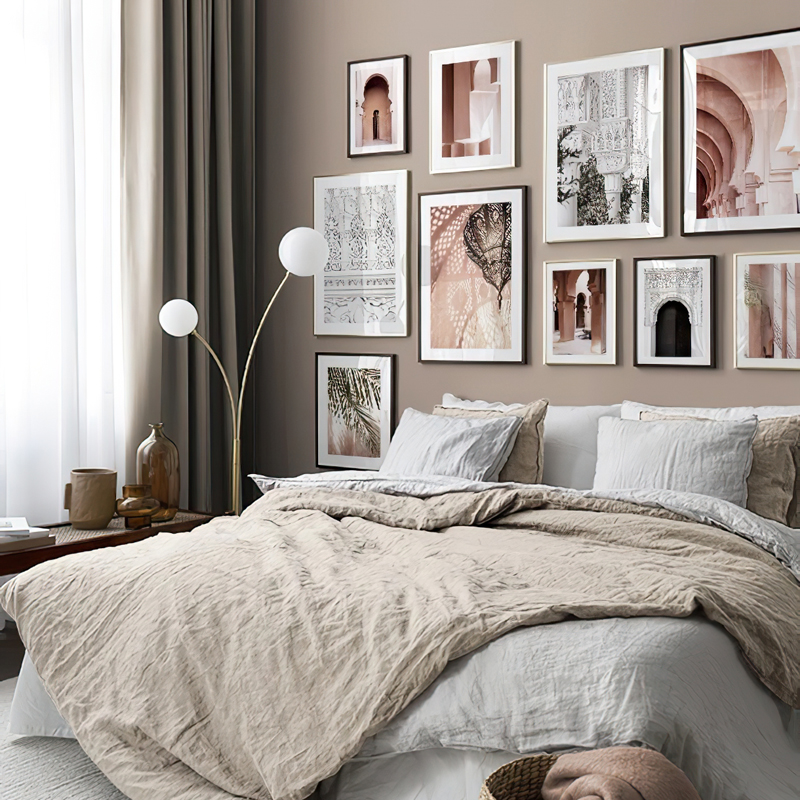 现代北欧唯美风景建筑海滩组合照片墙客厅沙发装饰画画芯素材