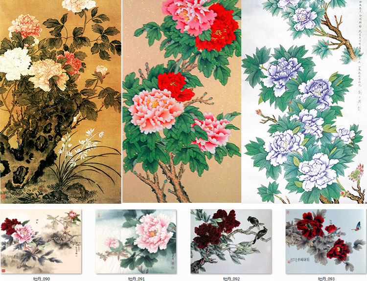 花开富贵牡丹装饰画画芯素材精选图集高清国画绘画花卉图片