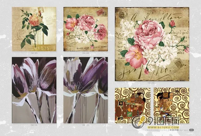 高清装饰画画芯图库第一期 北欧抽像静物建筑客厅装饰画素材