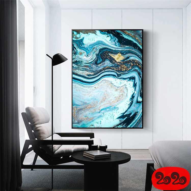 意境蓝色肌理抽象水墨山水大理石纹理背景装饰画高清图设计素材