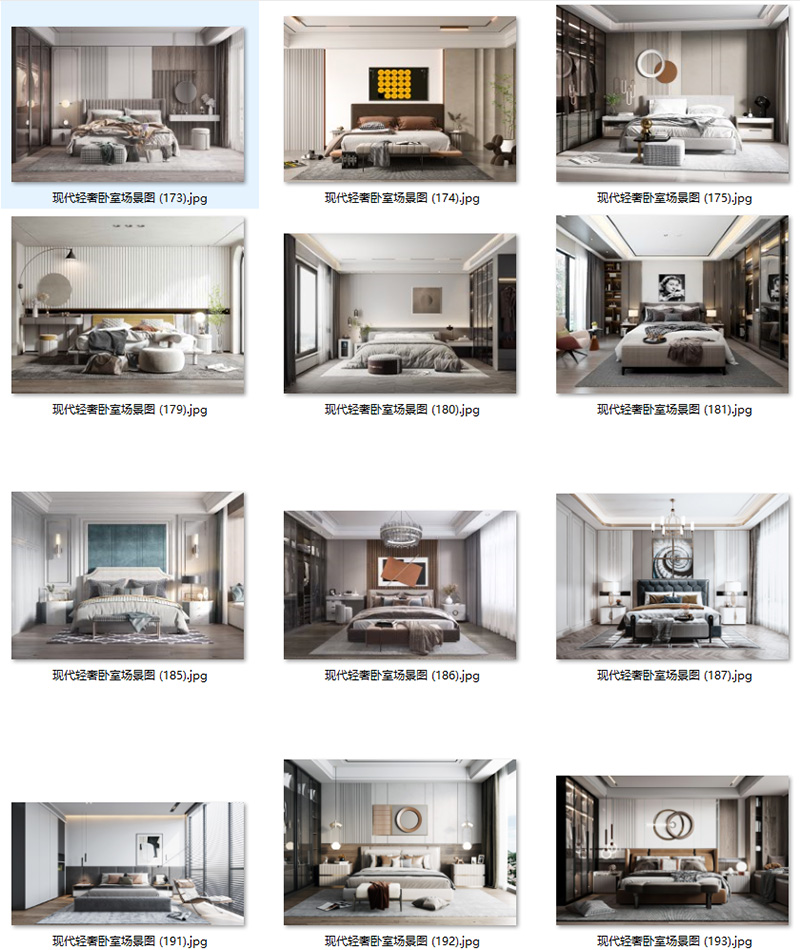 现代意式轻奢卧室样板房背景墙壁饰吊灯具装饰画场景图家居效果图