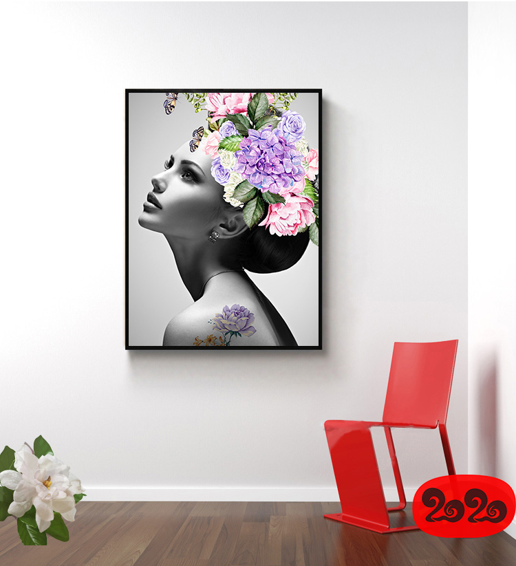 黑白背景装饰画素材高清画芯图库北欧人物动物风景三联画挂画