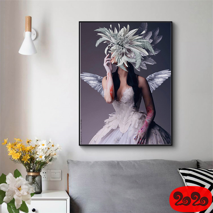 黑白背景装饰画素材高清画芯图库北欧人物动物风景三联画挂画