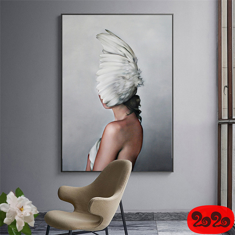 黑白背景装饰画素材高清画芯图库北欧人物动物风景三联画挂画