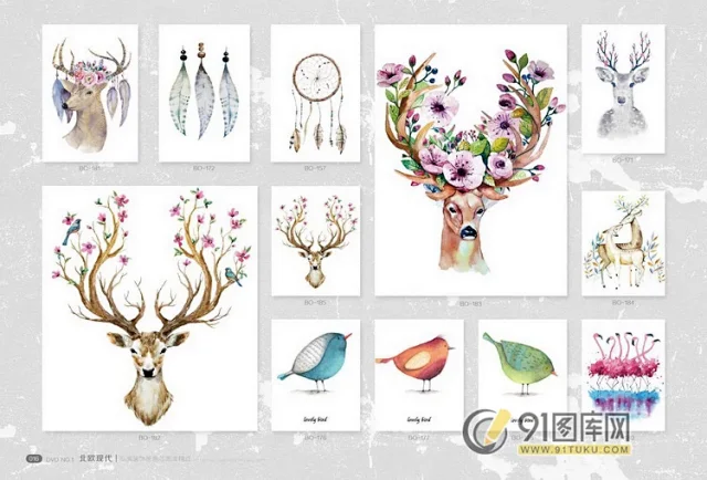 高清装饰画画芯图库第一期 北欧抽像静物建筑客厅装饰画素材