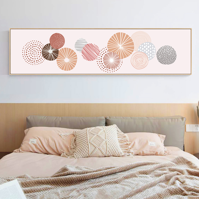 欧清新抽象ins粉色莫兰迪几何图形圆点横幅床头装饰画素材