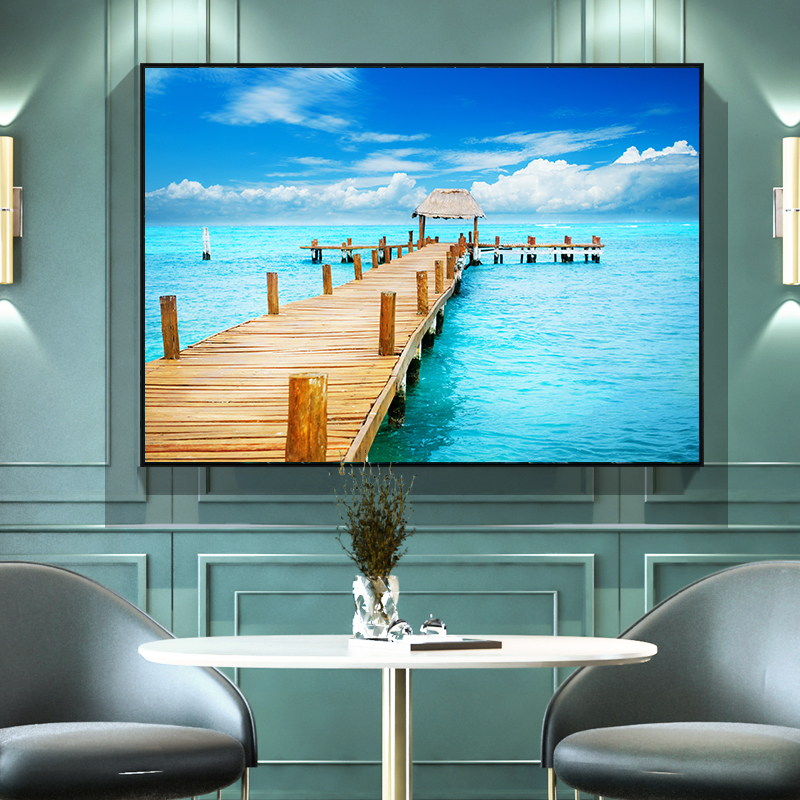 北欧简约大海自然山水风景玄关背景墙装饰画素材画芯电子图库