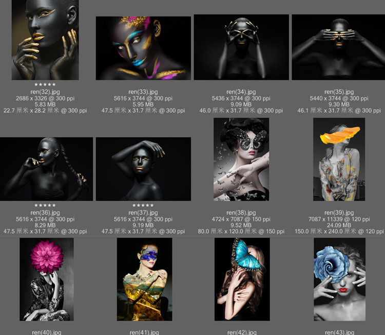 黑白背景装饰画素材高清画芯图库北欧人物动物风景三联画挂画