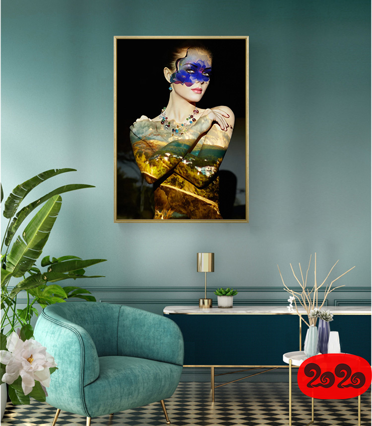 黑白背景装饰画素材高清画芯图库北欧人物动物风景三联画挂画