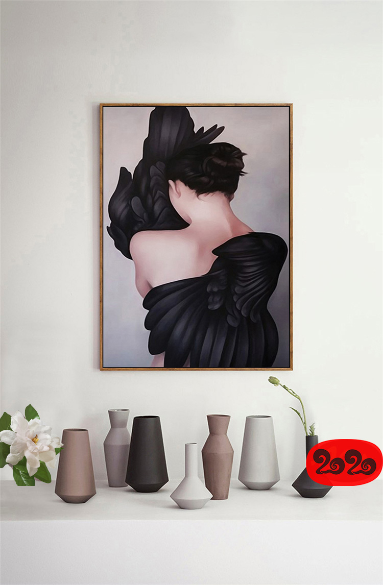 黑白背景装饰画素材高清画芯图库北欧人物动物风景三联画挂画