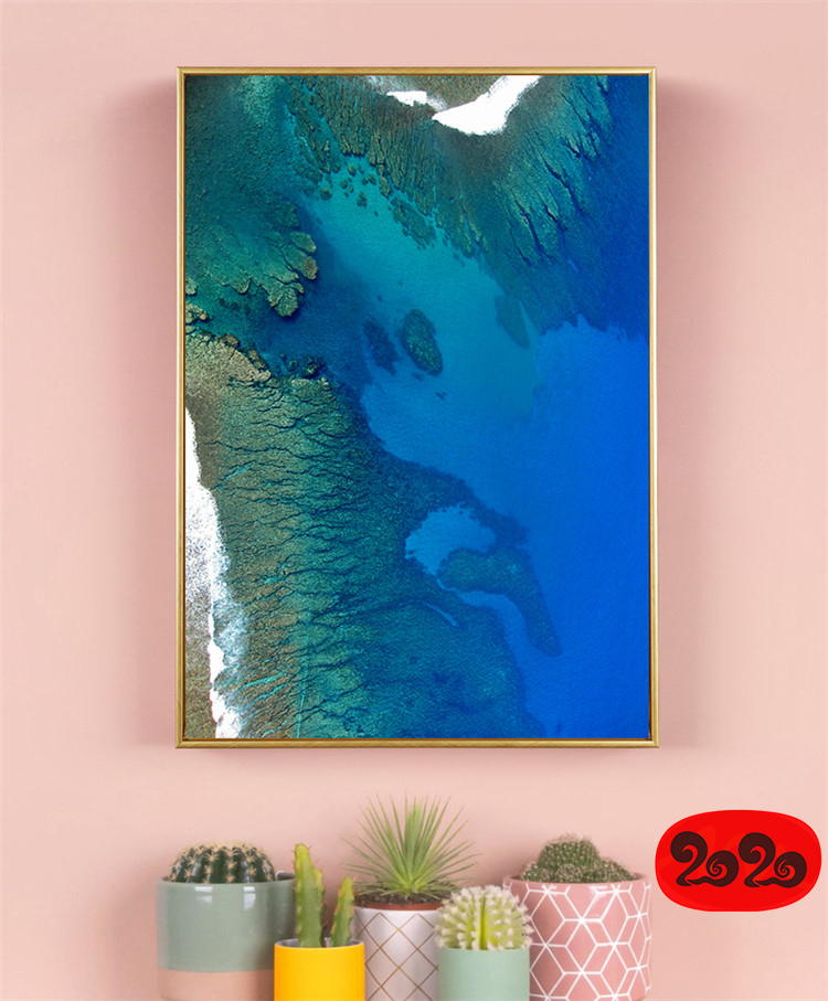 意境蓝色肌理抽象水墨山水大理石纹理背景装饰画高清图设计素材