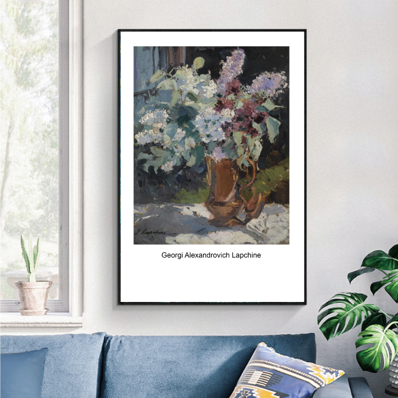 现代文艺简约花卉插画花卉油画装饰画餐厅挂画壁画打印素材图